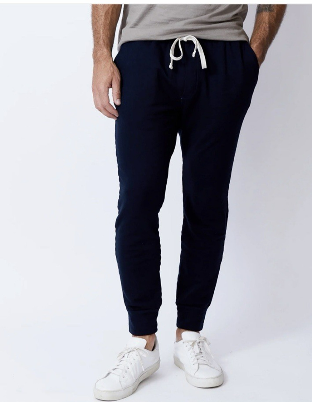 Monrow Jogger Sweatpants Mens Large Blue Pull On Casual Athleisure Made In USA